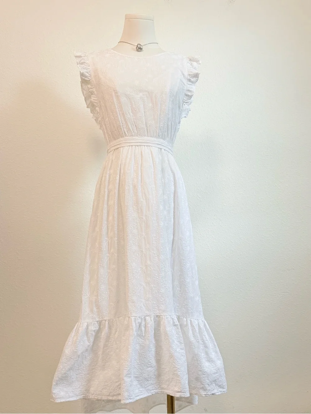 Lucky Brand Flutter Sleeve Tiered Midi Dress Cottagecore Boho Feminine - Picture 2 of 8